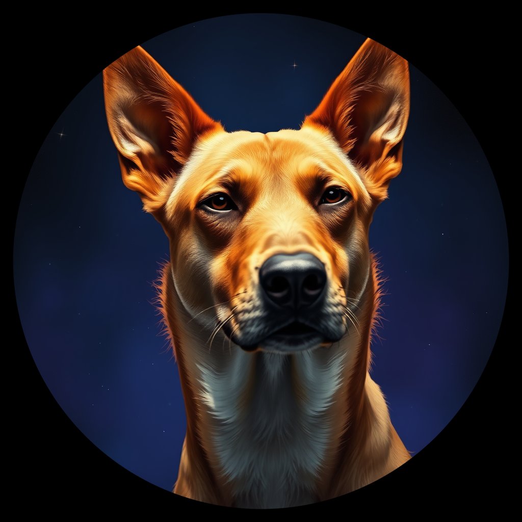 Cosmic medallion portrait of WEST_cd593, a Dingo West