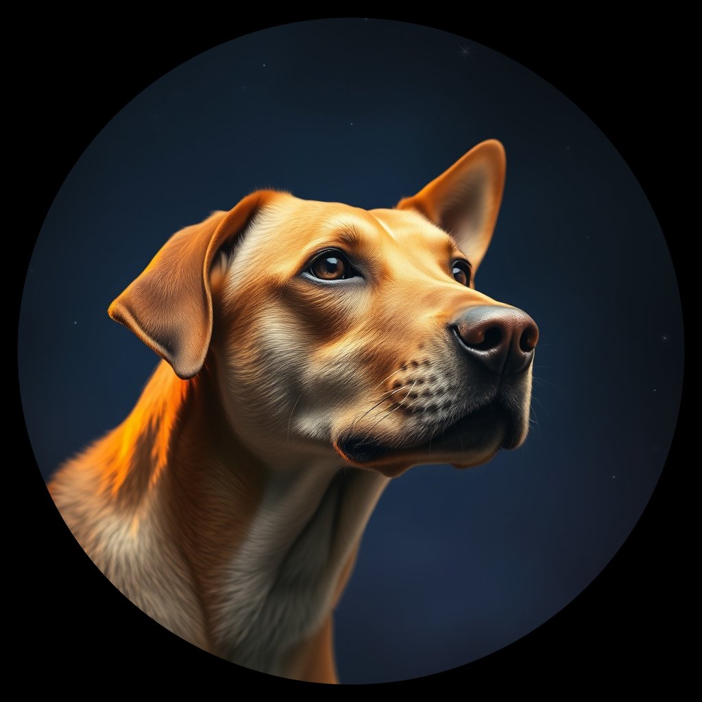Cosmic medallion portrait of WEST_cd595, a Dingo West