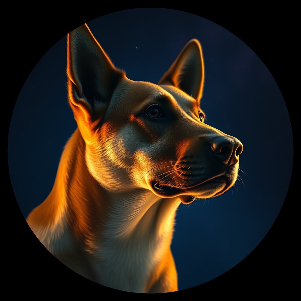 Cosmic medallion portrait of WEST_cd596, a Dingo West