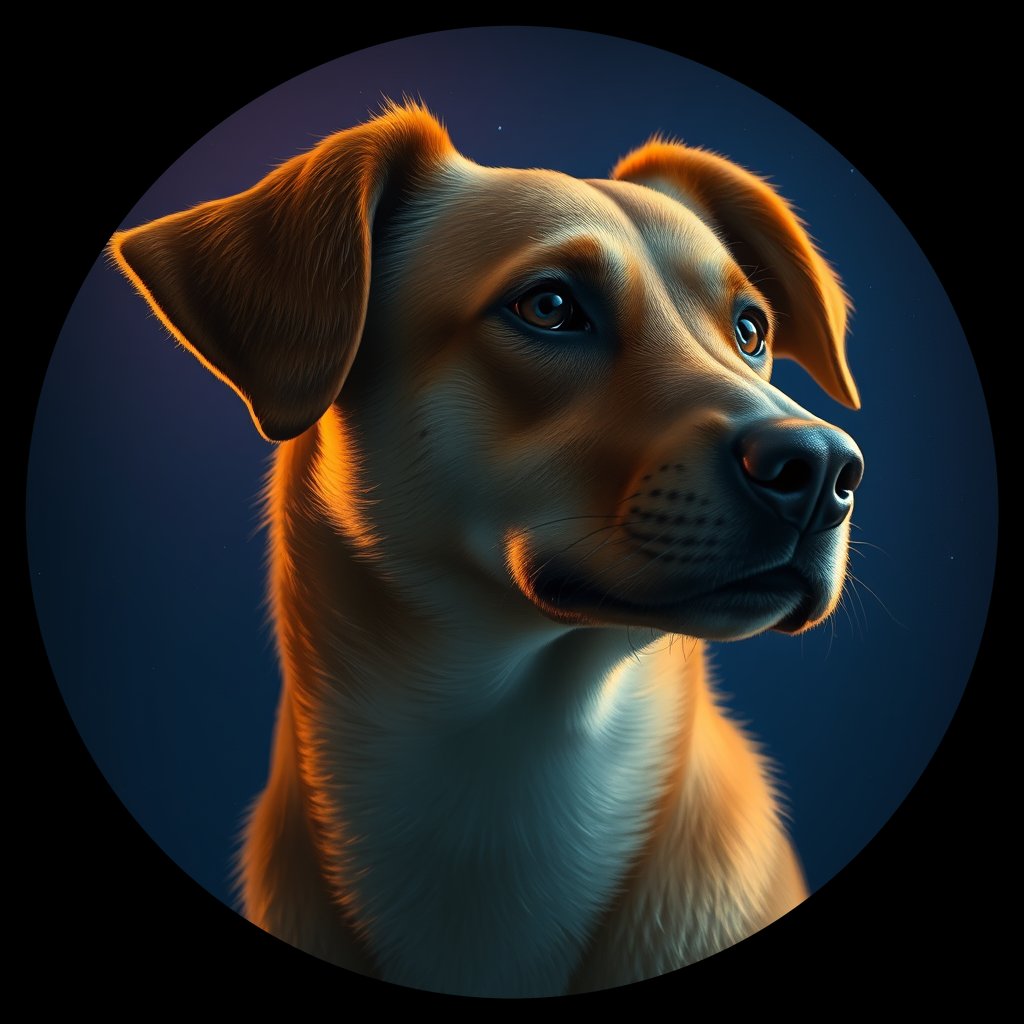 Cosmic medallion portrait of WEST_cd697, a Dingo West