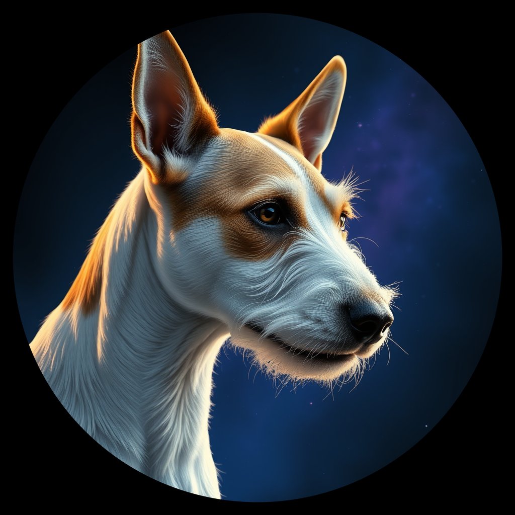 Cosmic medallion portrait of WFOX_WFOX_12E06, a Wire Fox Terrier