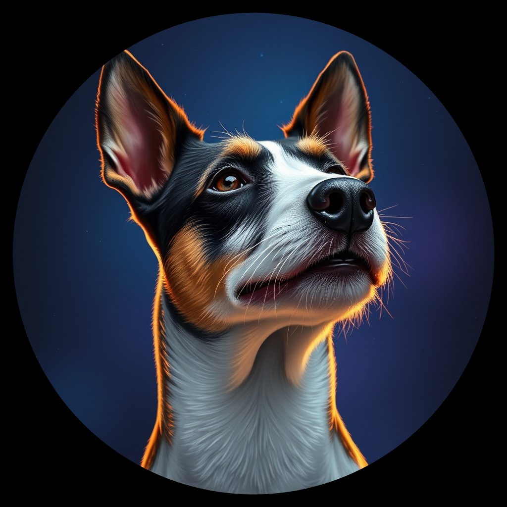 Cosmic medallion portrait of WFOX_WFOX_13E08, a Wire Fox Terrier