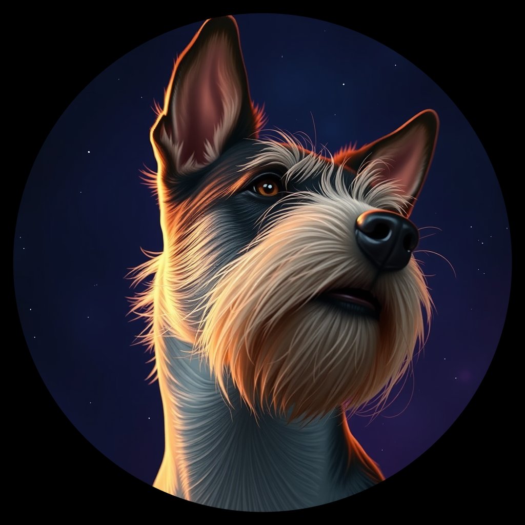 Cosmic medallion portrait of WFOX_WFOX_18A04, a Wire Fox Terrier