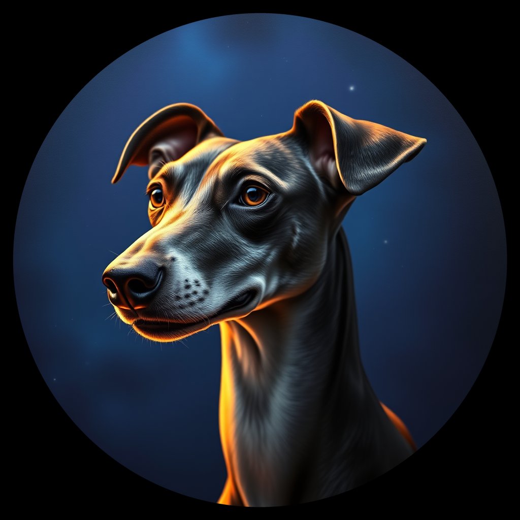 Cosmic medallion portrait of WHIP_WHIP_09822, a Whippet