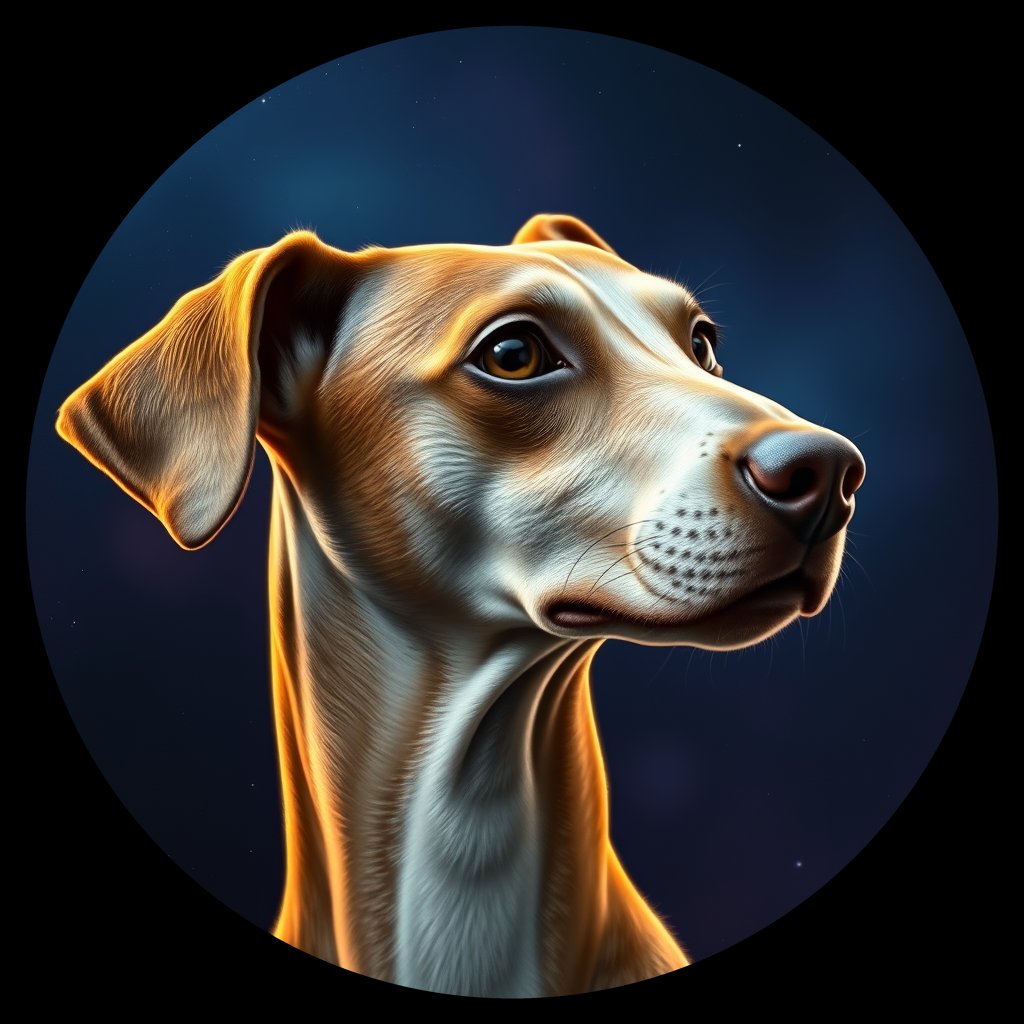 Cosmic medallion portrait of WHIP_WHIP_09932, a Whippet