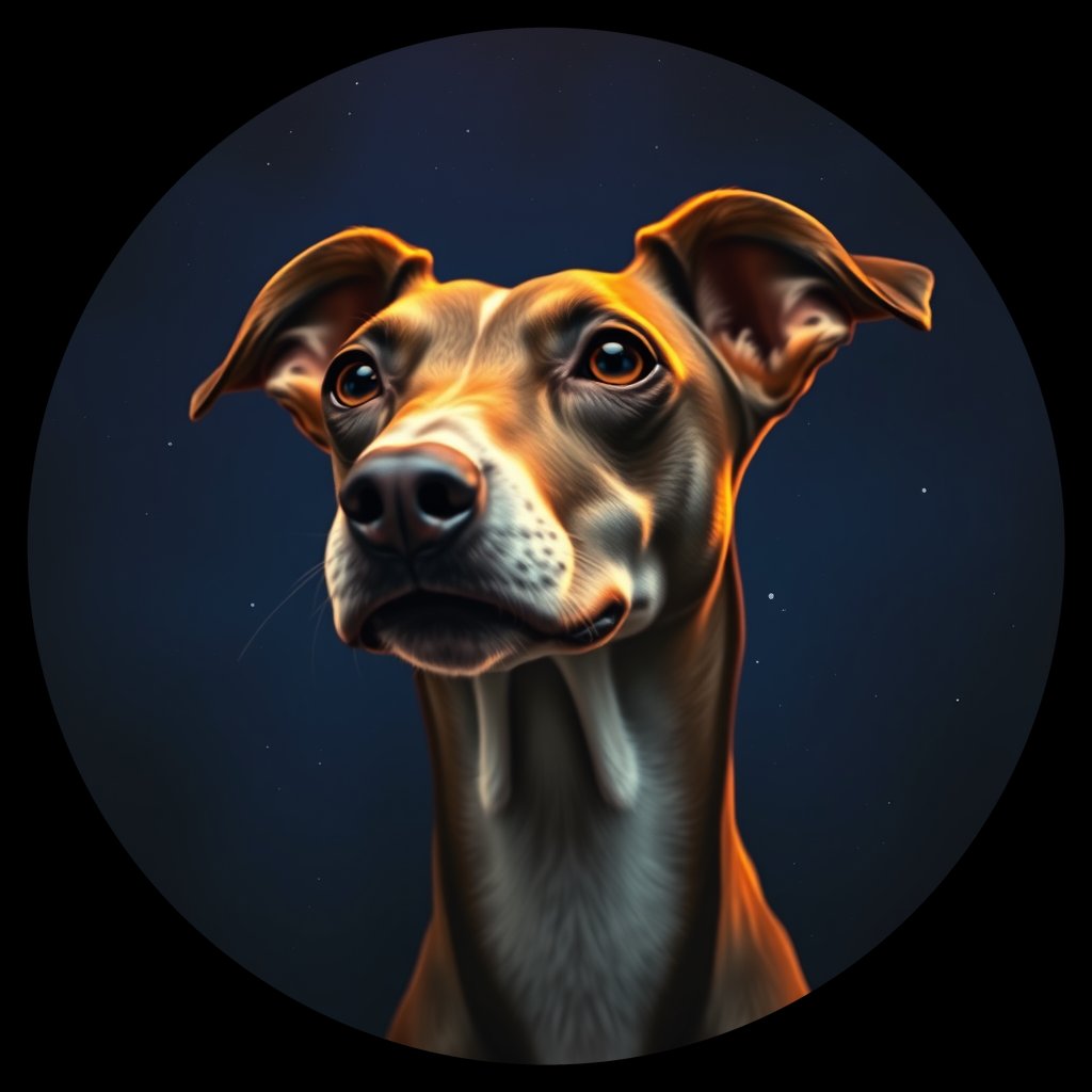 Cosmic medallion portrait of WHIP_WHIP_27181, a Whippet