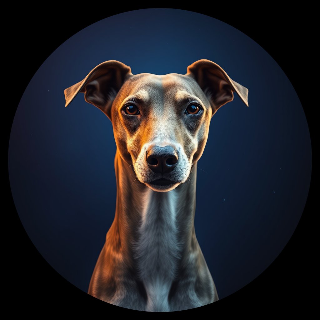 Cosmic medallion portrait of WHIP_WHIP_27374, a Whippet
