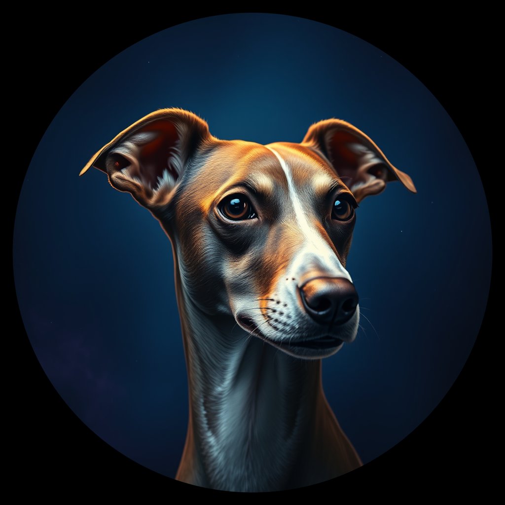 Cosmic medallion portrait of WHIP_WHIP_27375, a Whippet