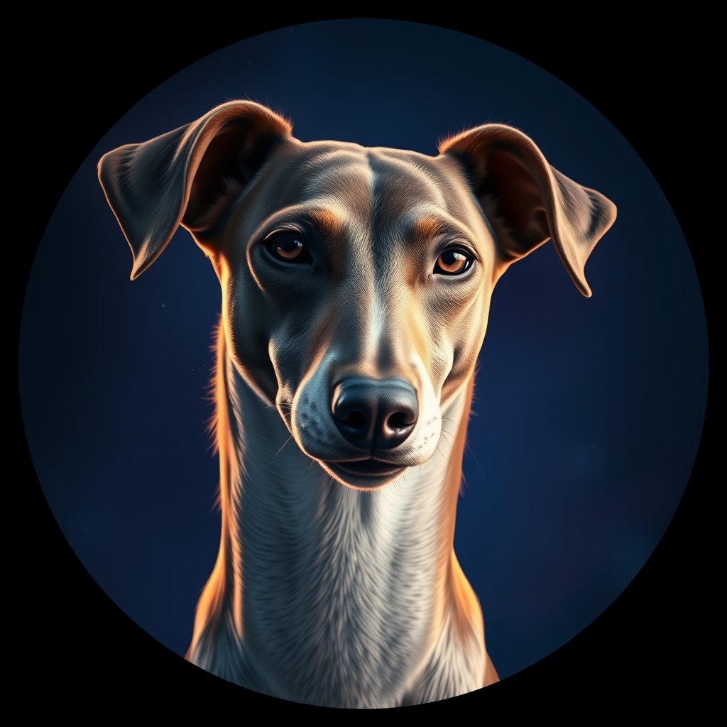 Cosmic medallion portrait of WHIP_WHIP_28395, a Whippet
