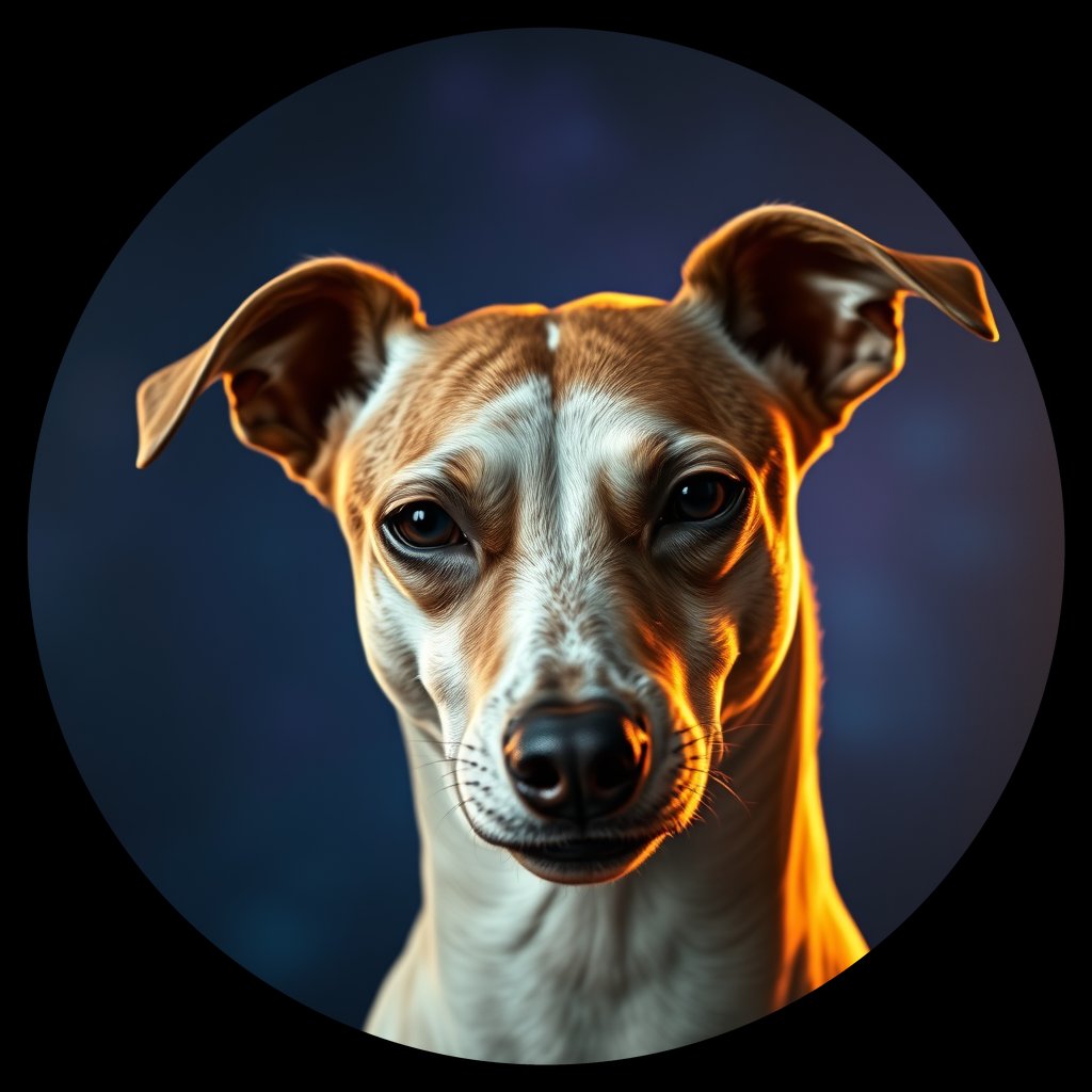 Cosmic medallion portrait of WHPG_WHPG_27013, a Whippet