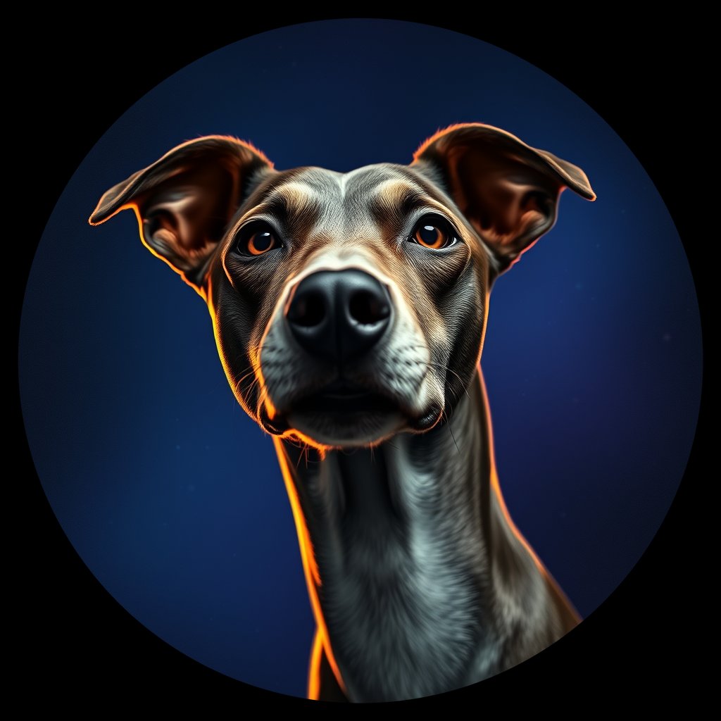 Cosmic medallion portrait of WHPG_WHPG_27016, a Whippet