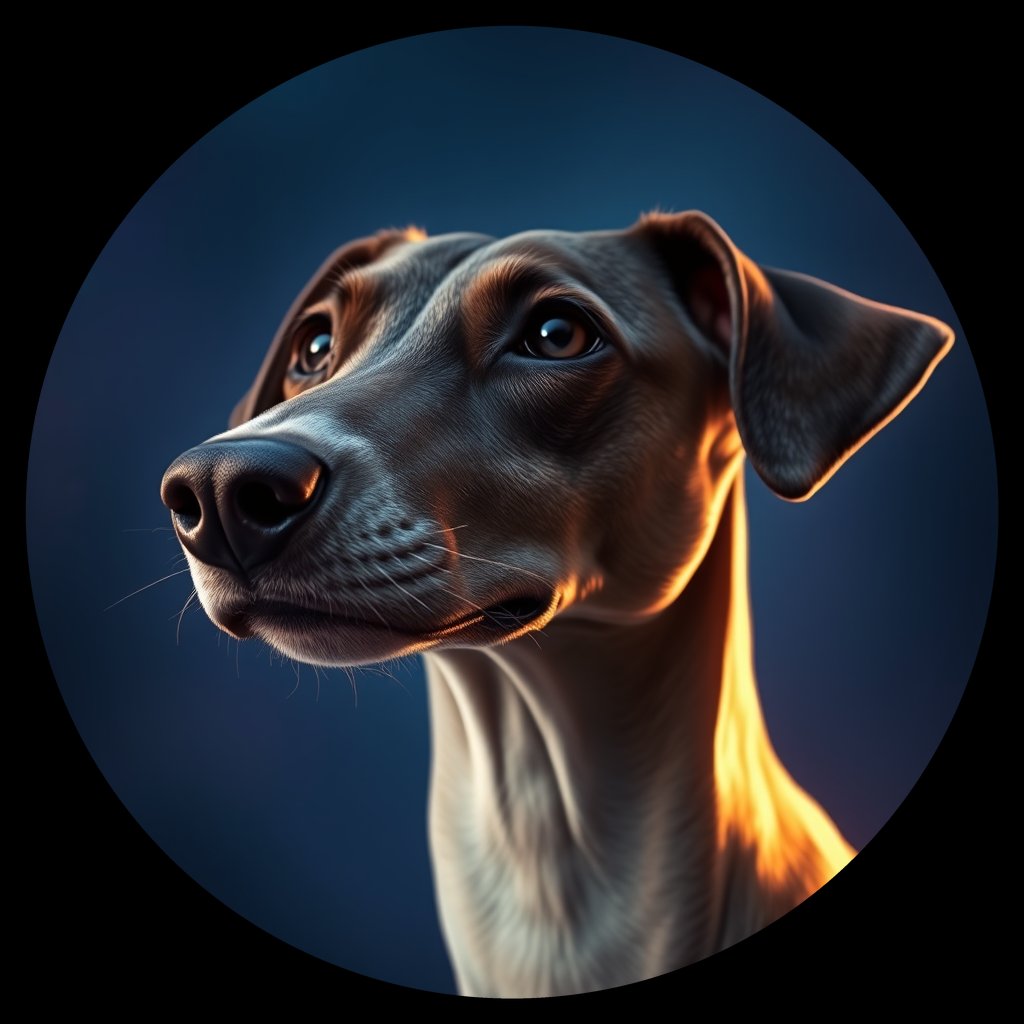 Cosmic medallion portrait of WHPG_WHPG_27039, a Whippet