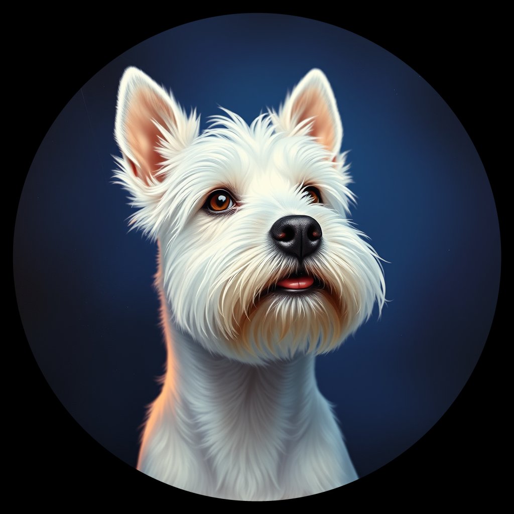 Cosmic medallion portrait of WHWT_34443_WHWT_34443, a West Highland White Terrier