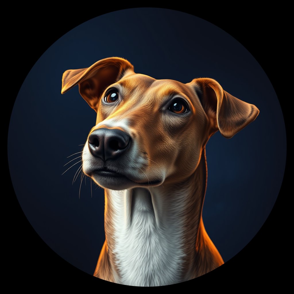 Cosmic medallion portrait of WI_34774_WI_34774, a Whippet