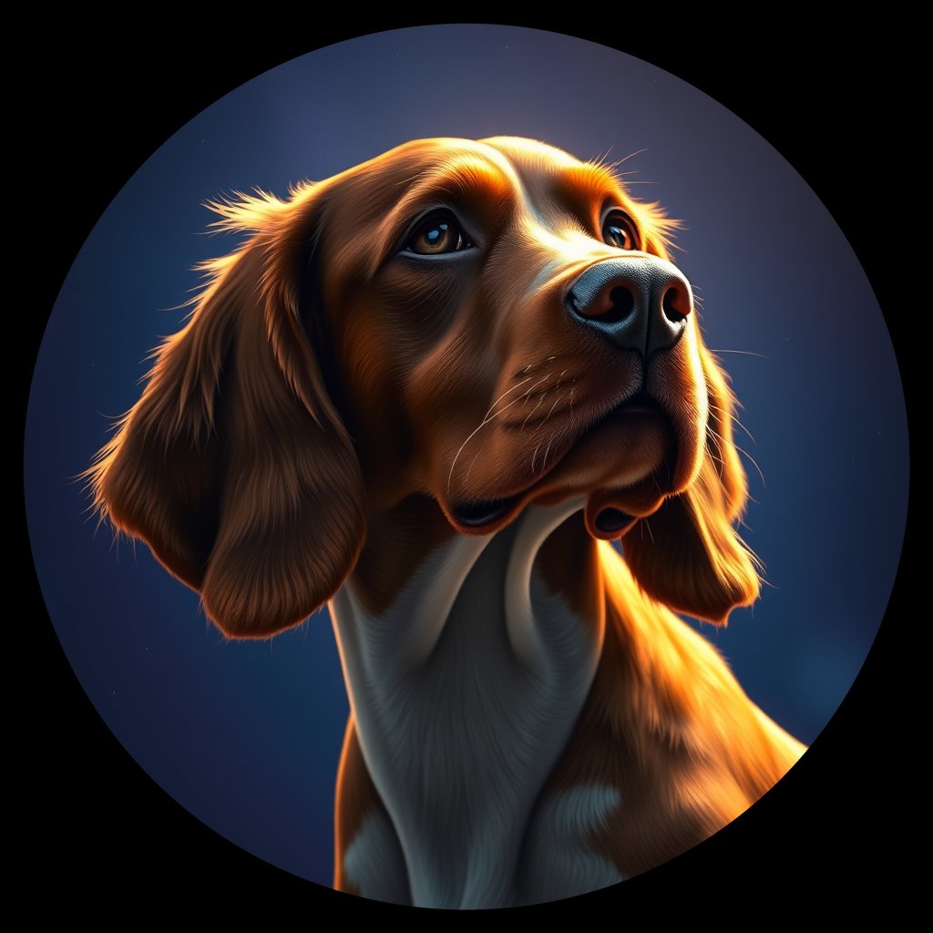 Cosmic medallion portrait of WSS_25078_WSS_25078, a Welsh Springer Spaniel