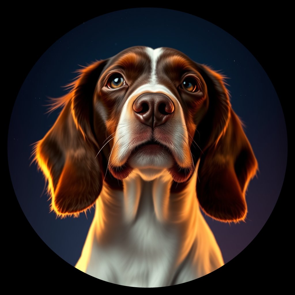 Cosmic medallion portrait of WSS_25165_WSS_25165, a Welsh Springer Spaniel