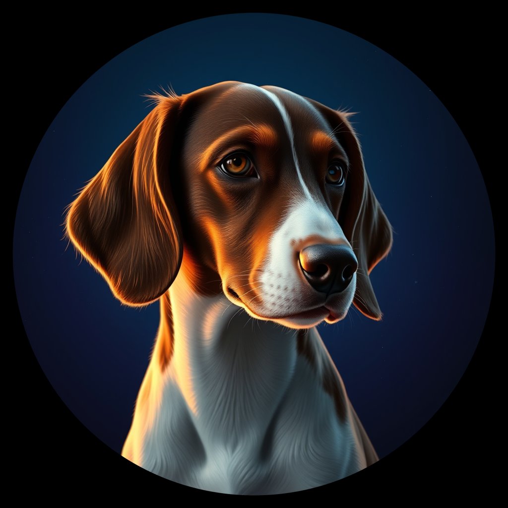 Cosmic medallion portrait of WSS_34008_WSS_34008, a Welsh Springer Spaniel
