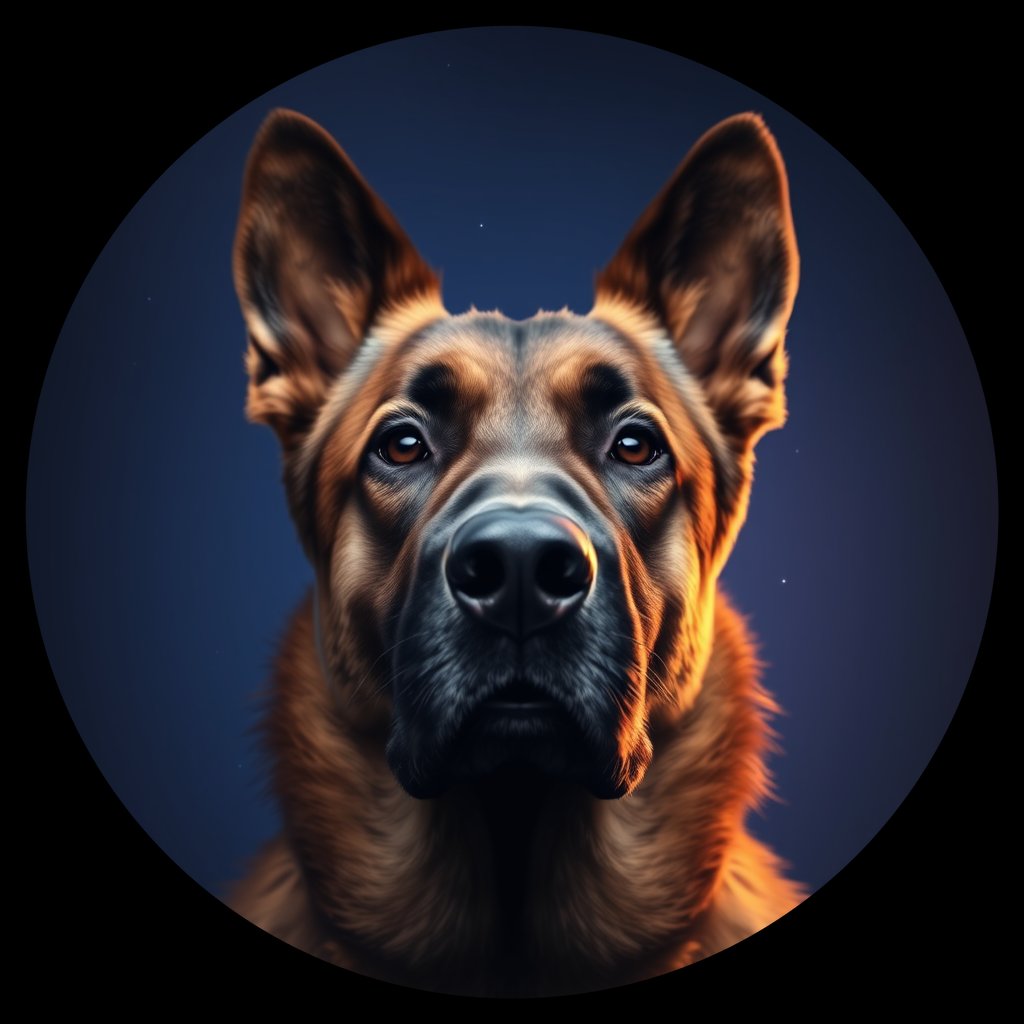 Cosmic medallion portrait of W_BeT_BeT_GT16, a Belgian Tervuren