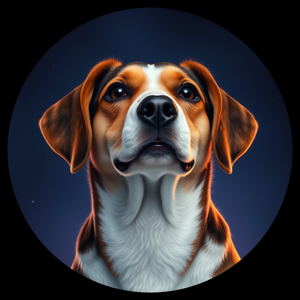 Cosmic medallion portrait of W_Bgl_Bgl_GT1, a Beagle