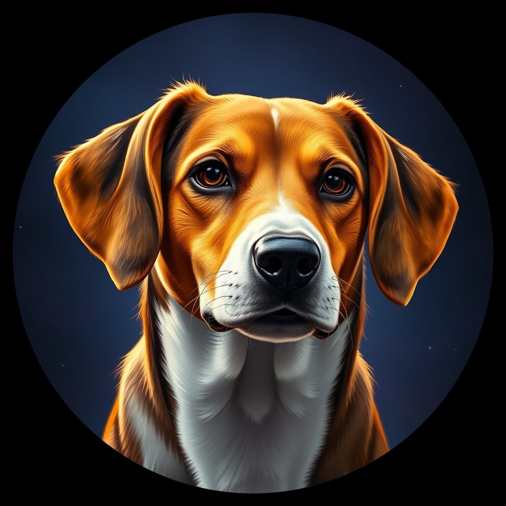 Cosmic medallion portrait of W_Bgl_Bgl_GT11, a Beagle