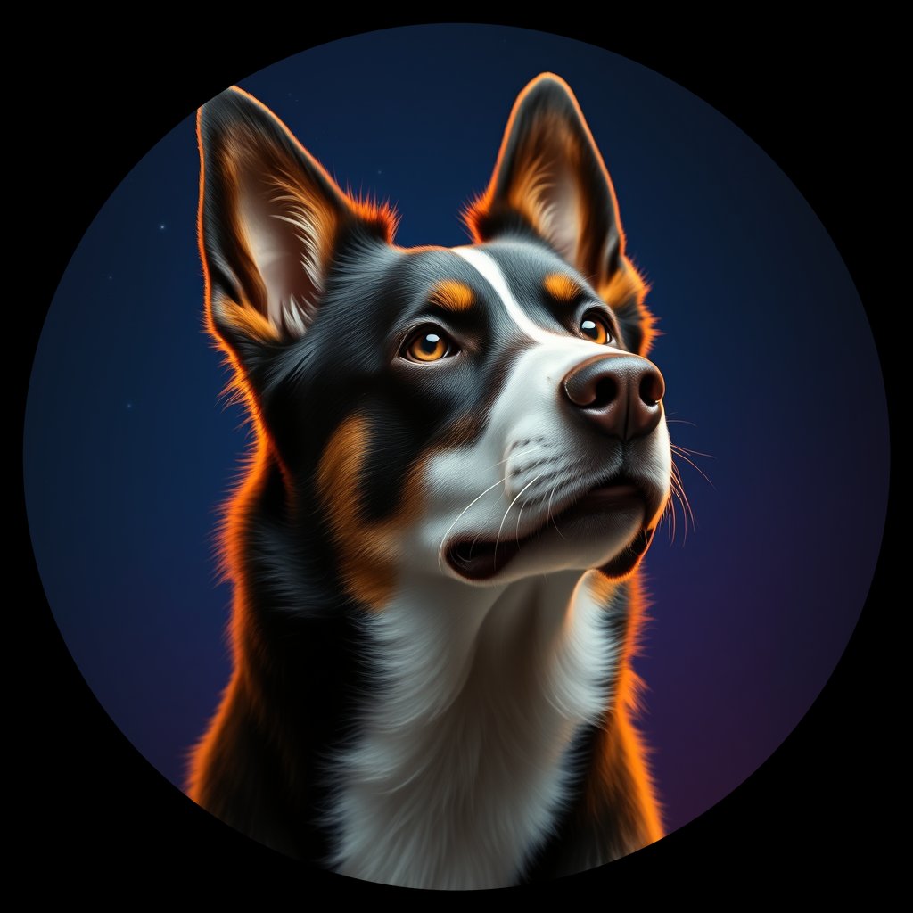 Cosmic medallion portrait of W_BoC_BoC_GT45, a Border Collie
