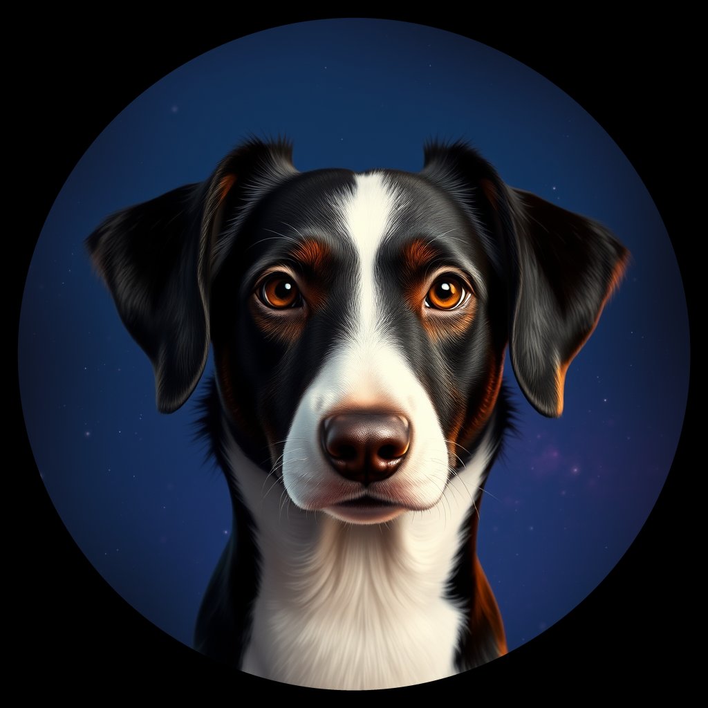 Cosmic medallion portrait of W_BoC_BoC_GT47, a Border Collie