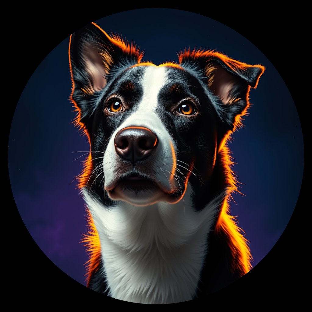 Cosmic medallion portrait of W_BoC_BoC_GT55, a Border Collie