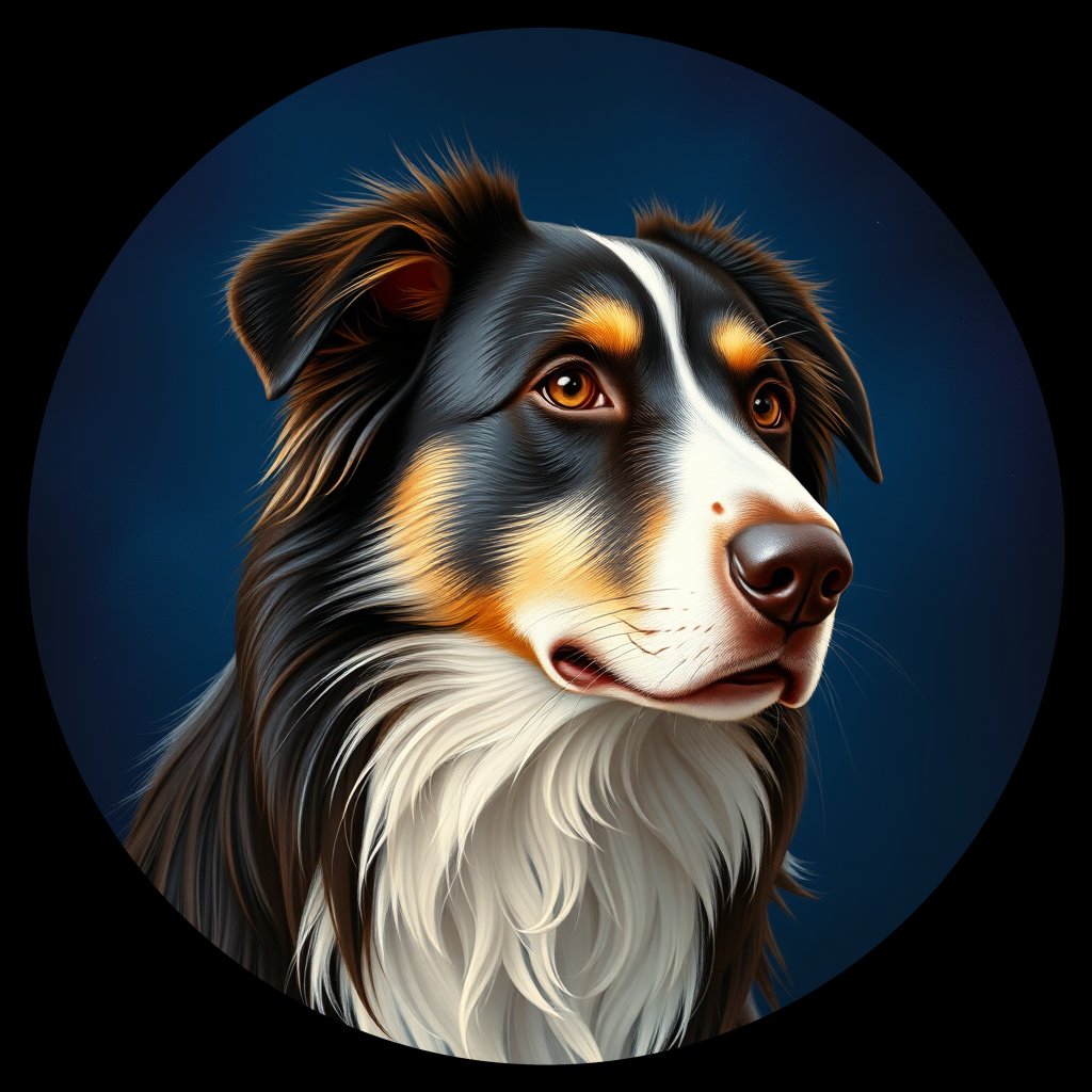 Cosmic medallion portrait of W_BoC_BoC_GT70, a Border Collie