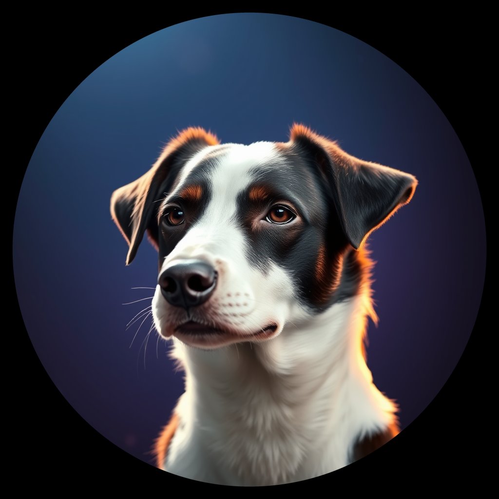 Cosmic medallion portrait of W_BoC_BoC_GT71, a Border Collie