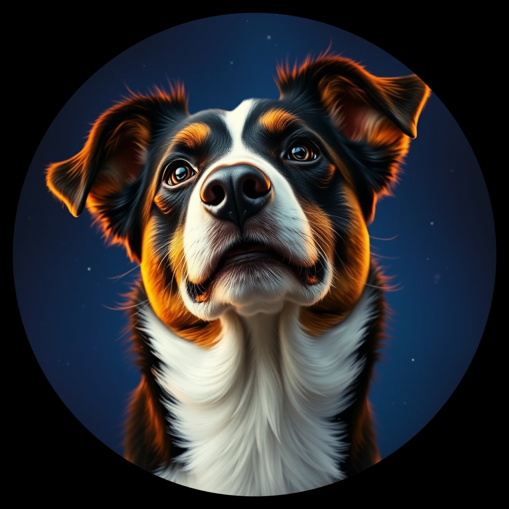 Cosmic medallion portrait of W_BoC_BoC_GT72, a Border Collie