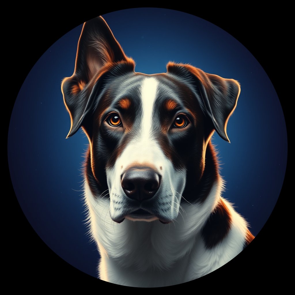 Cosmic medallion portrait of W_BoC_BoC_GT74, a Border Collie