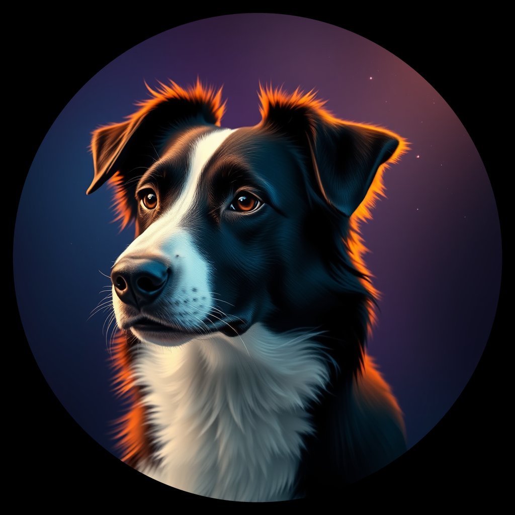 Cosmic medallion portrait of W_BoC_BoC_GT75, a Border Collie