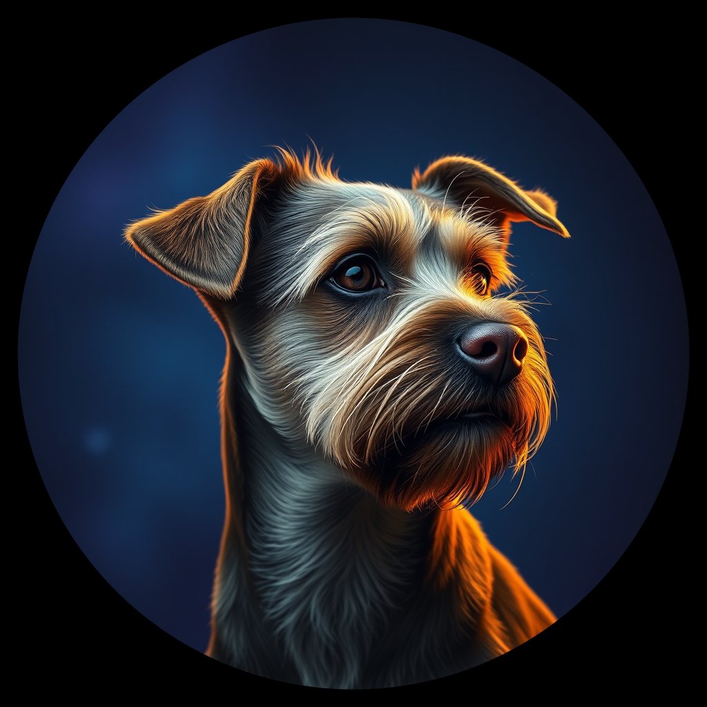 Cosmic medallion portrait of W_BoT_BoT_LU48, a Border Terrier