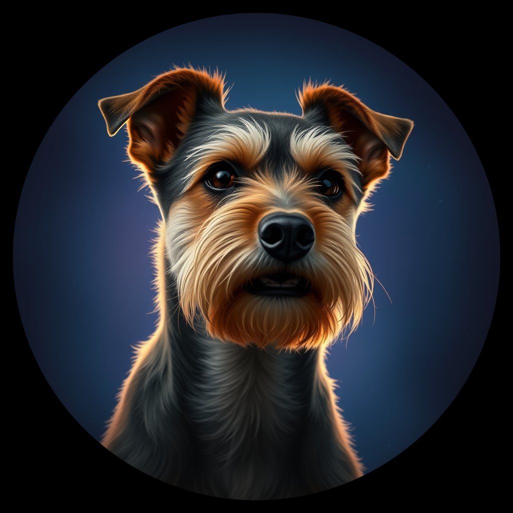 Cosmic medallion portrait of W_BoT_BoT_LU70, a Border Terrier