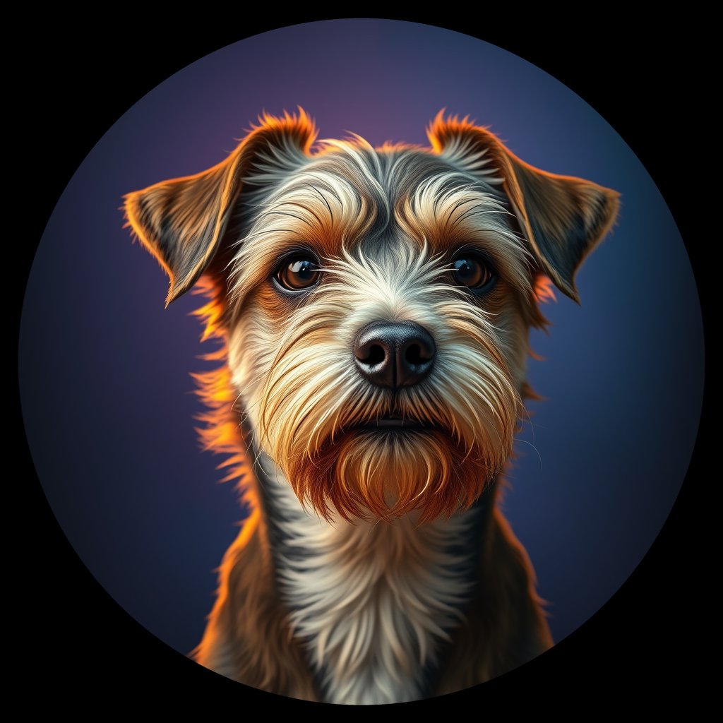Cosmic medallion portrait of W_BoT_BoT_LU81, a Border Terrier