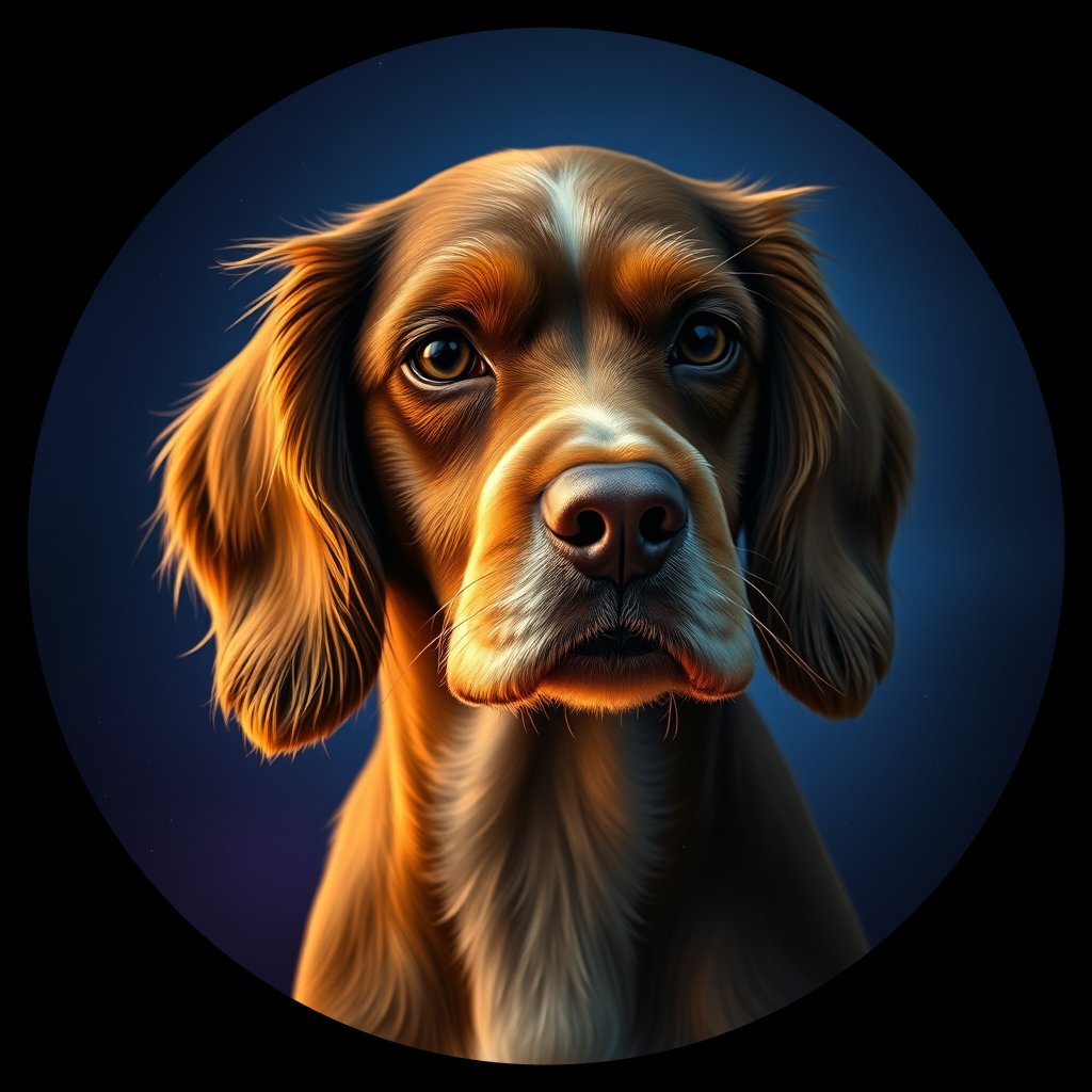 Cosmic medallion portrait of W_CoS_CoS_GT100, a English Cocker Spaniel