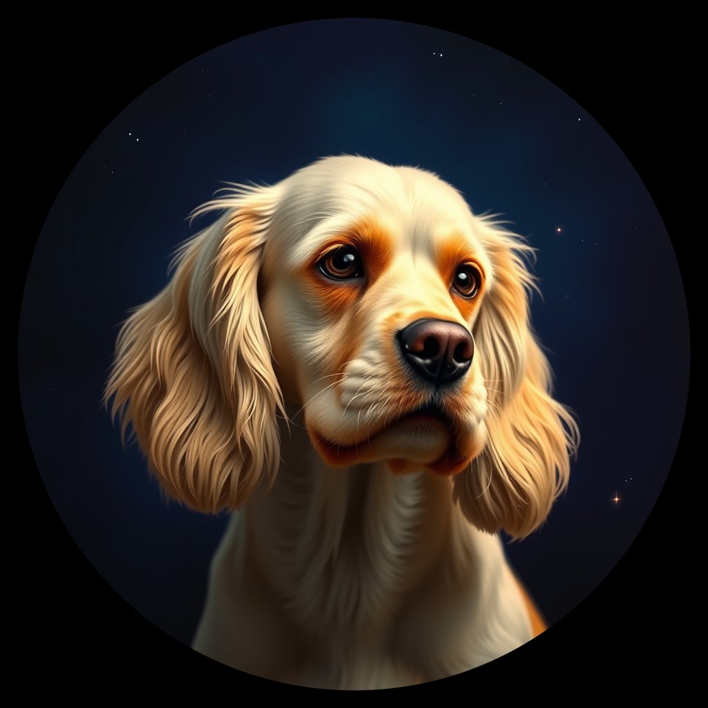 Cosmic medallion portrait of W_CoS_CoS_GT96, a English Cocker Spaniel