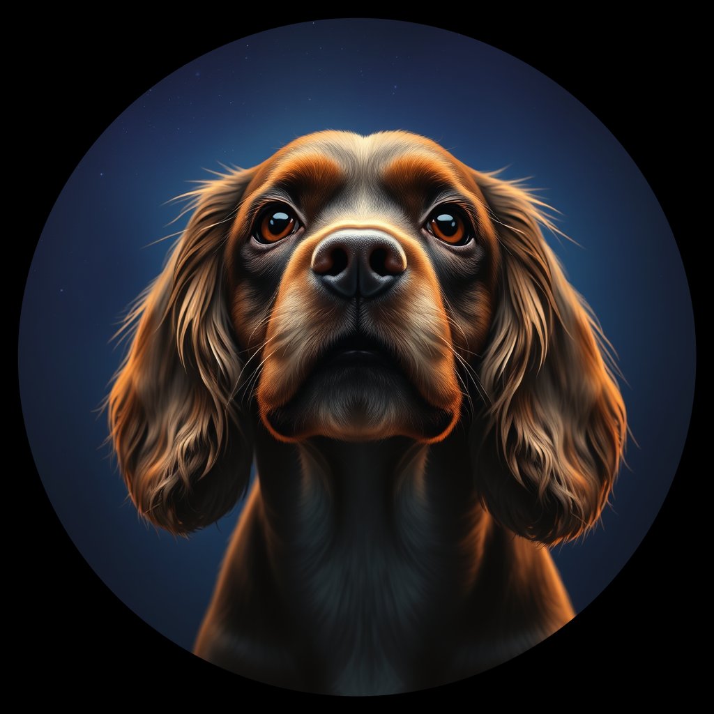 Cosmic medallion portrait of W_CoS_CoS_GT97, a English Cocker Spaniel