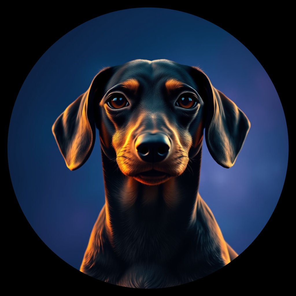 Cosmic medallion portrait of W_Dac_Dac_GT110, a Dachshund