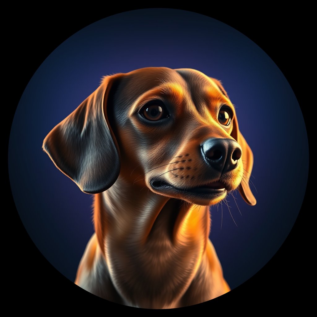 Cosmic medallion portrait of W_Dac_Dac_GT111, a Dachshund