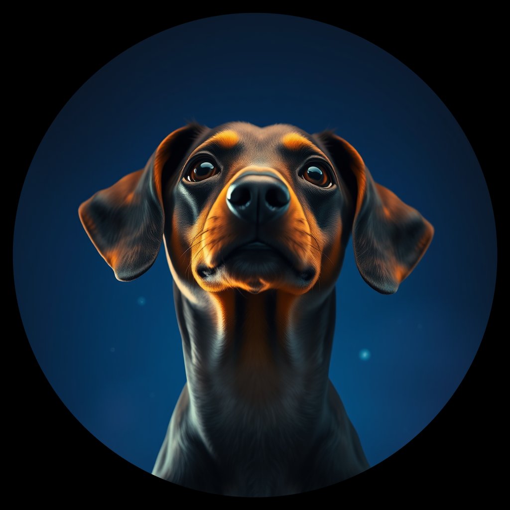 Cosmic medallion portrait of W_Dac_Dac_GT113, a Dachshund