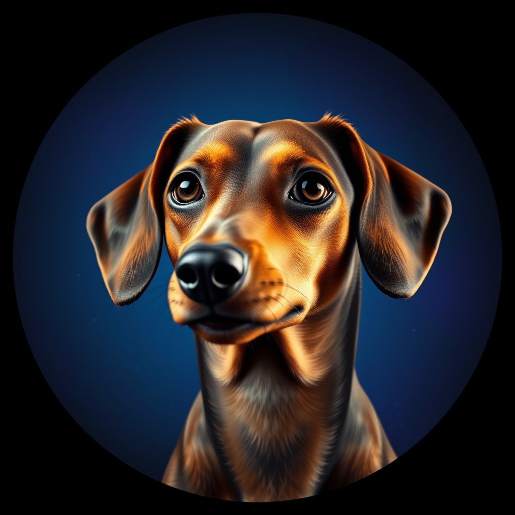 Cosmic medallion portrait of W_Dac_Dac_GT119, a Dachshund