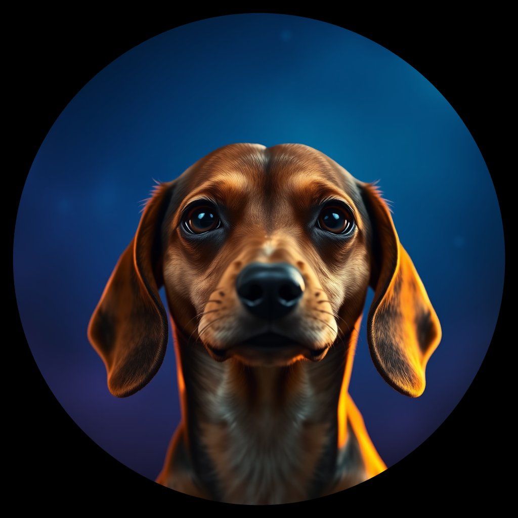 Cosmic medallion portrait of W_Dac_Dac_GT120, a Dachshund