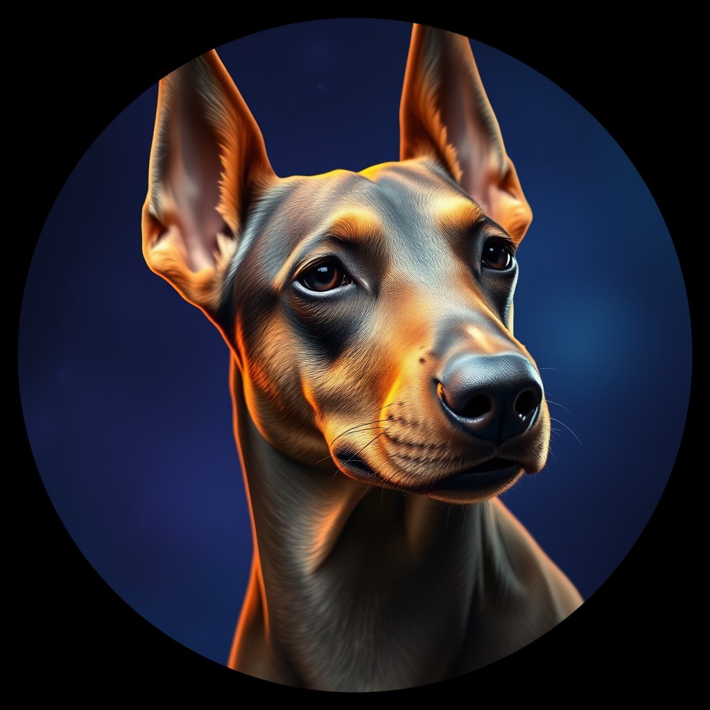 Cosmic medallion portrait of W_Dob_Dob_LU171, a Doberman Pinscher