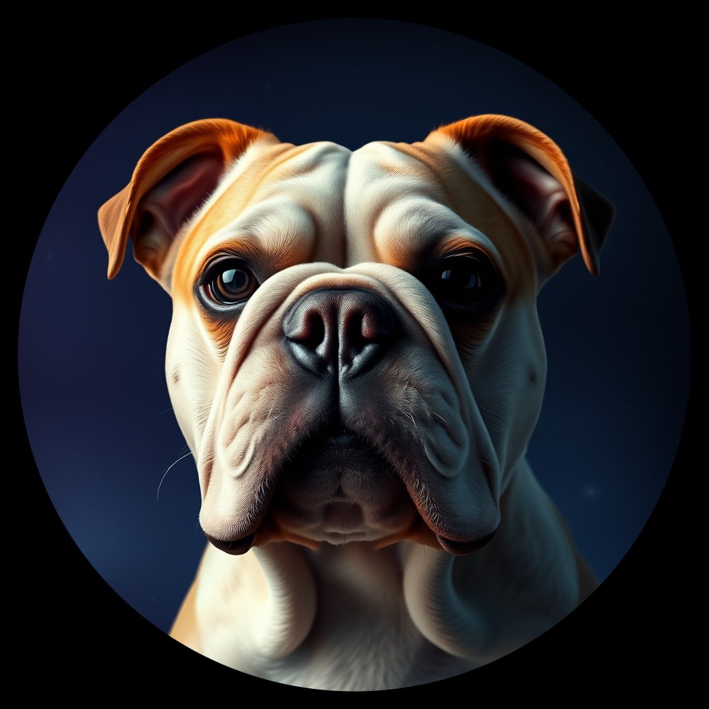 Cosmic medallion portrait of W_EBD_EBD_GT160, a Bulldog