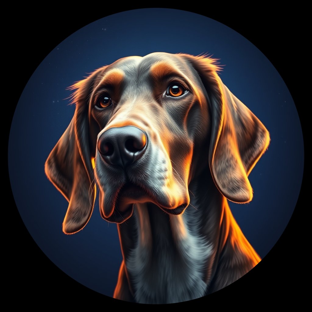 Cosmic medallion portrait of W_ESt_ESt_GT171, a English Setter