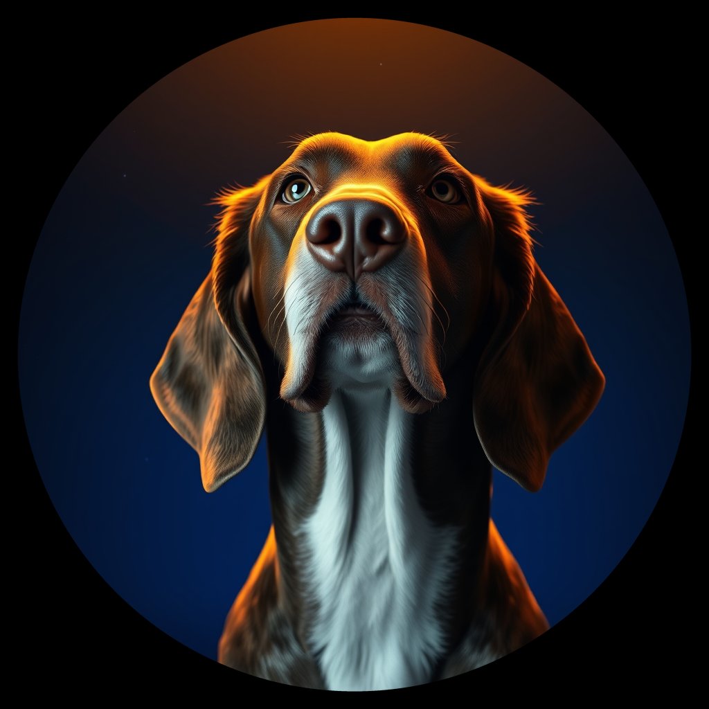 Cosmic medallion portrait of W_ESt_ESt_GT172, a English Setter
