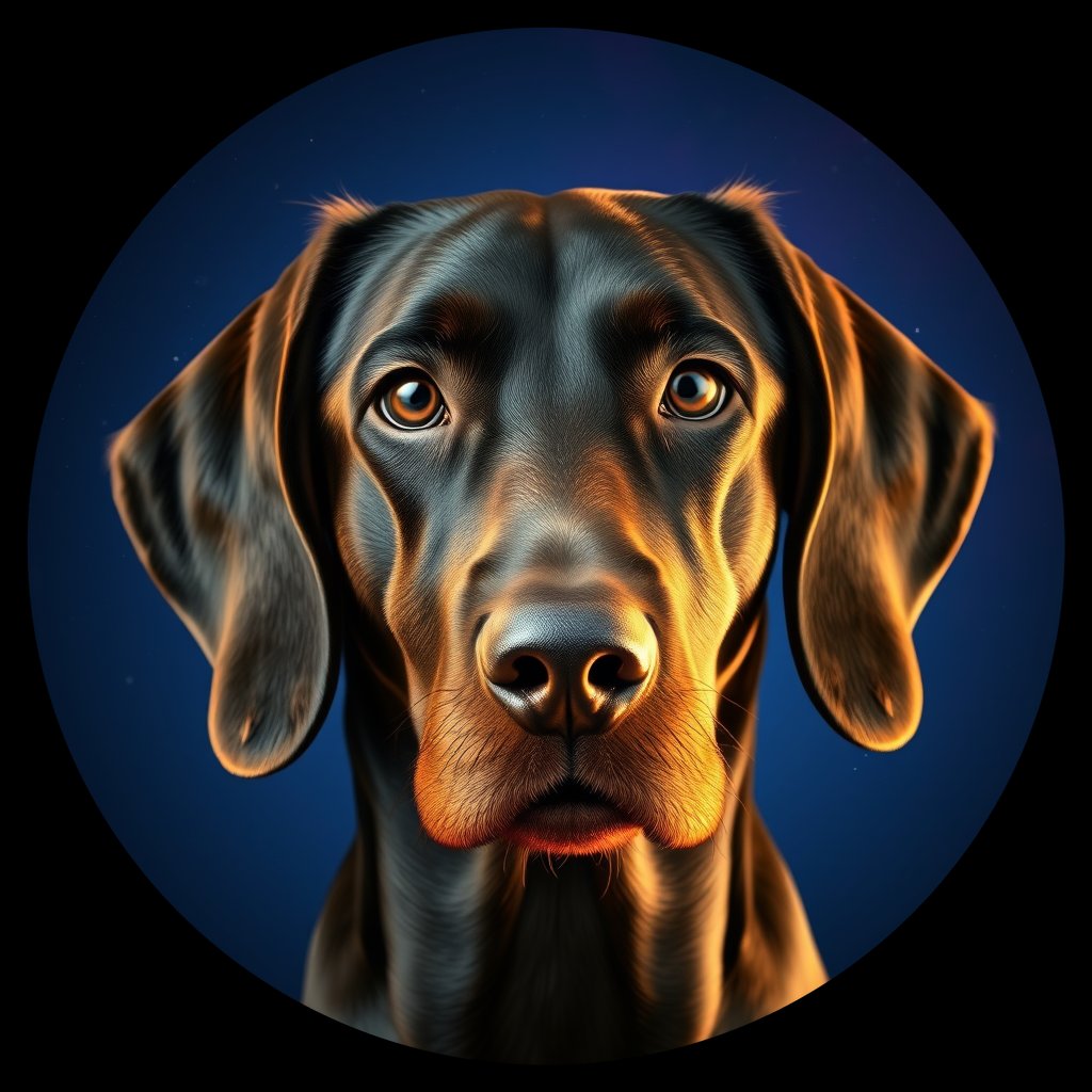 Cosmic medallion portrait of W_GoS_GoS_LU604, a Gordon Setter
