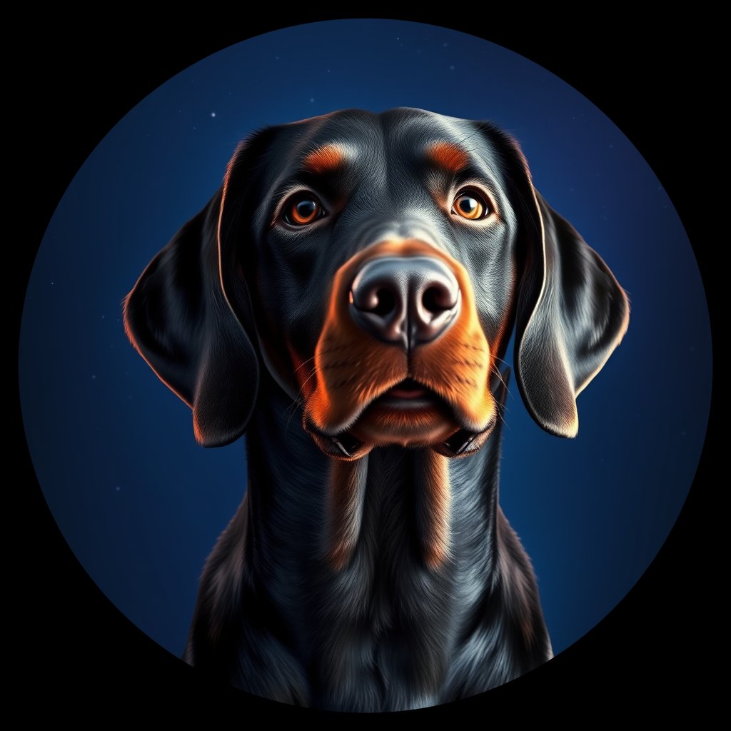 Cosmic medallion portrait of W_GoS_GoS_LU611, a Gordon Setter