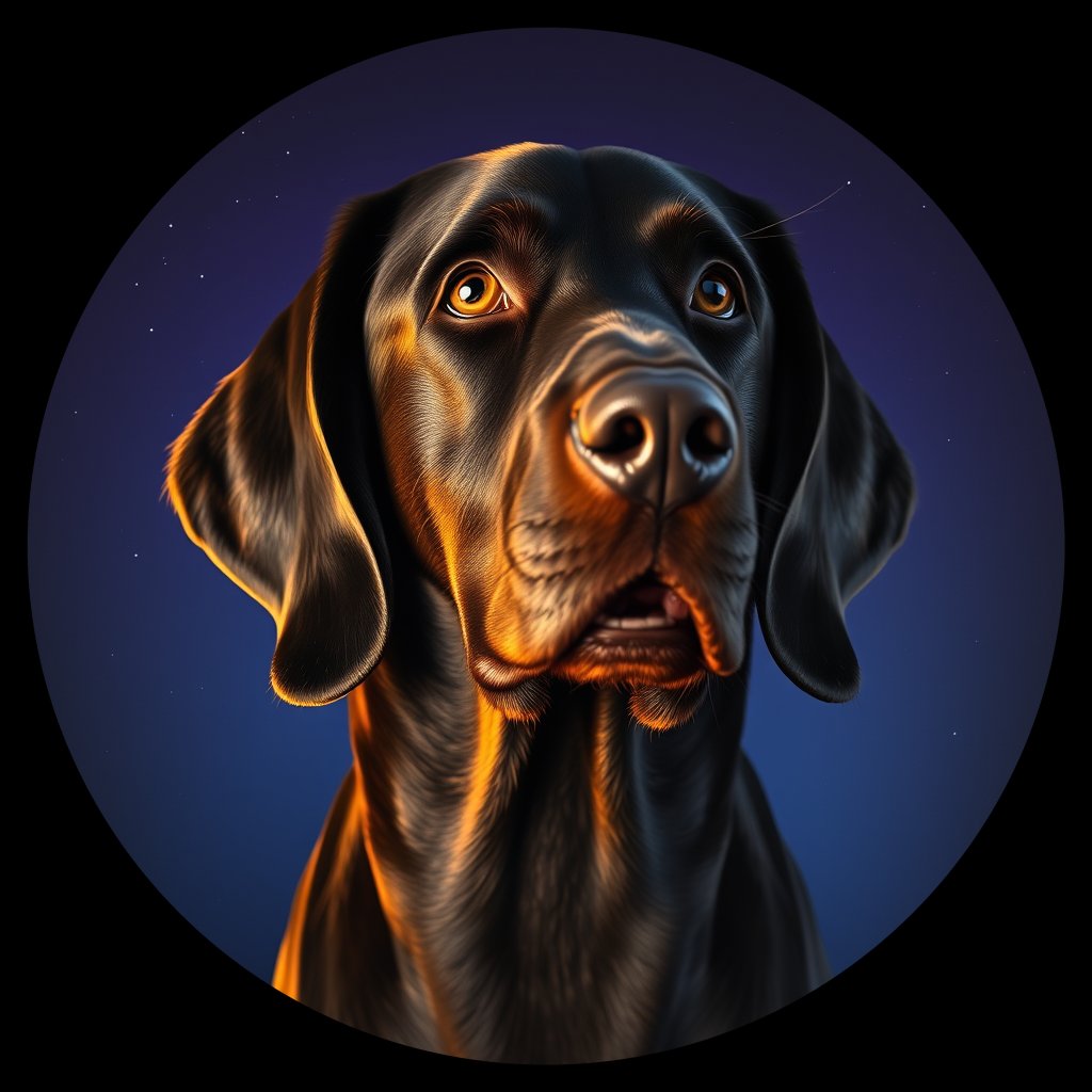 Cosmic medallion portrait of W_GoS_GoS_LU631, a Gordon Setter